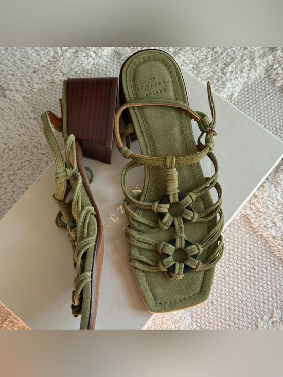 Sezane Shoes - Sézane Filipa Heeled Sandals in Green